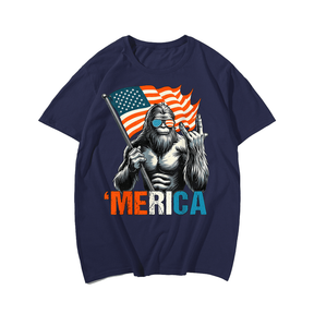 Patriotic Bigfoot Men T-Shirt, Plus Size Oversize T-shirt for Big & Tall Man