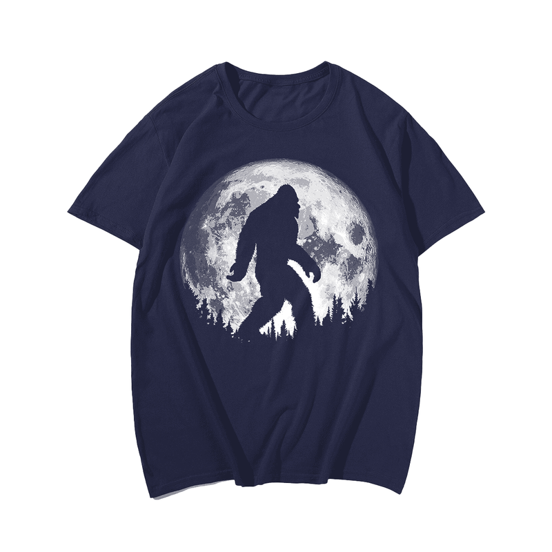 Bigfoot Night Stroll T-Shirt, Plus Size Oversize T-shirt for Big & Tall Man