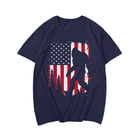 Bigfoot American USA Flag Patriotic T-Shirt, Men Plus Size Oversize T-shirt for Big & Tall
