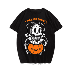 Horror Deaths Trick Or Treat Halloween T-Shirt, Plus Size Oversize T-shirt for Big & Tall Man