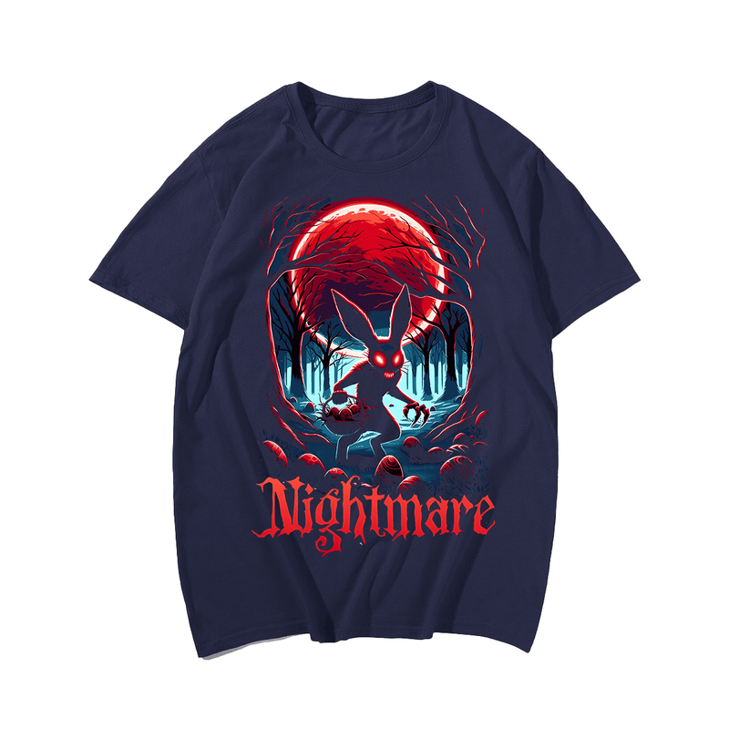 Horror Nightmare Movie Halloween T-Shirt, Plus Size Oversize T-shirt for Big & Tall Man