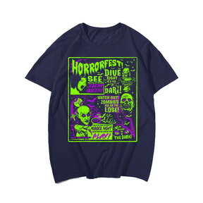 Horror Vintage Horrorfest Halloween T-Shirt, Plus Size Oversize T-shirt for Big & Tall Man