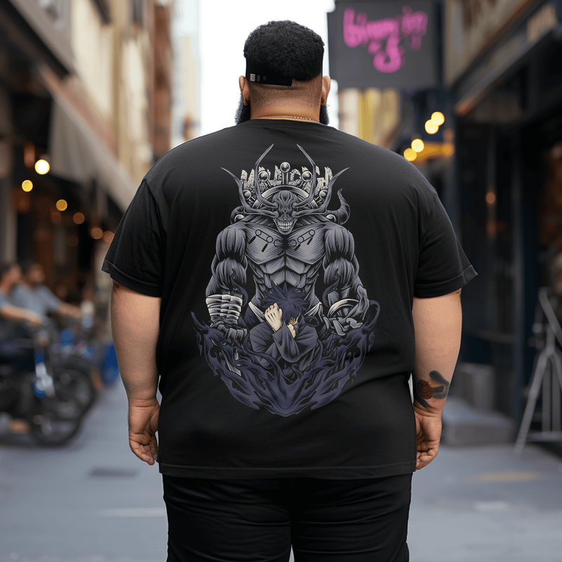 Anime Plus Size T-Shirt for Men, Oversized T-Shirt for Big and Tall Man