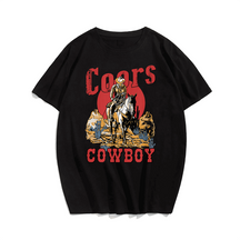 Vintage Cowboy T-Shirt, Men Plus Size Oversize T-shirt for Big & Tall Man