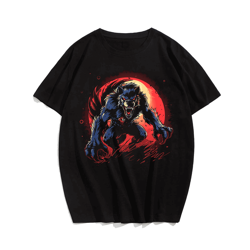 Werewolf 3# T-Shirt, Plus Size Oversize T-shirt for Big & Tall Man