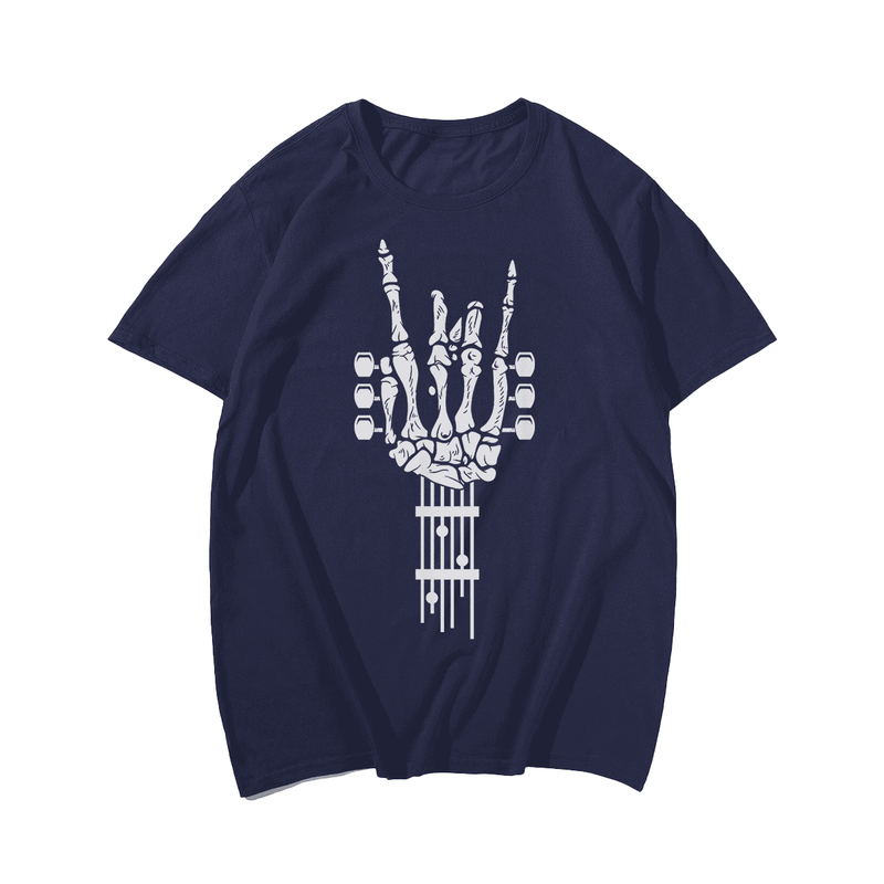 Rock and Roll Punk Rock Band Concert Guitar T-Shirt, Plus Size Oversize T-shirt for Big & Tall Man