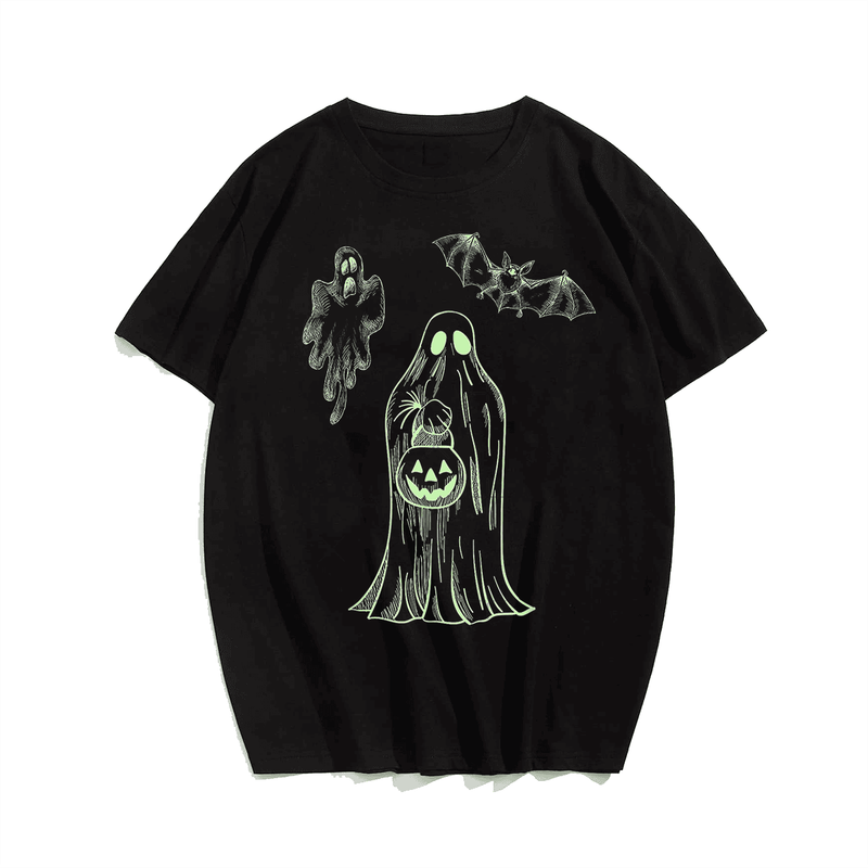 Spooky Ghost Halloween T-Shirt, Plus Size Oversize T-shirt for Big & Tall Man