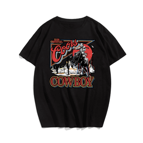 Cowboy T-Shirt, Men Plus Size Oversize T-shirt for Big & Tall Man