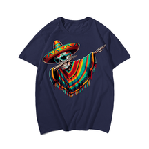 Dabbing Mexican Poncho Skull Sombrero Dab T-Shirt, Plus Size T-shirt for Big & Tall Man