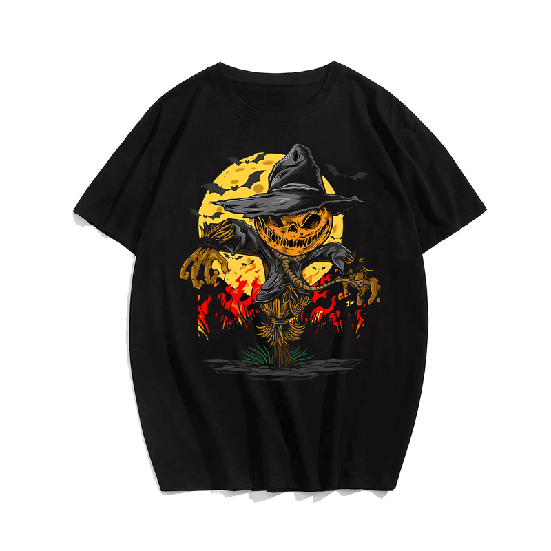 Scarecrow Halloween T-Shirt, Plus Size Oversize T-shirt for Big & Tall Man