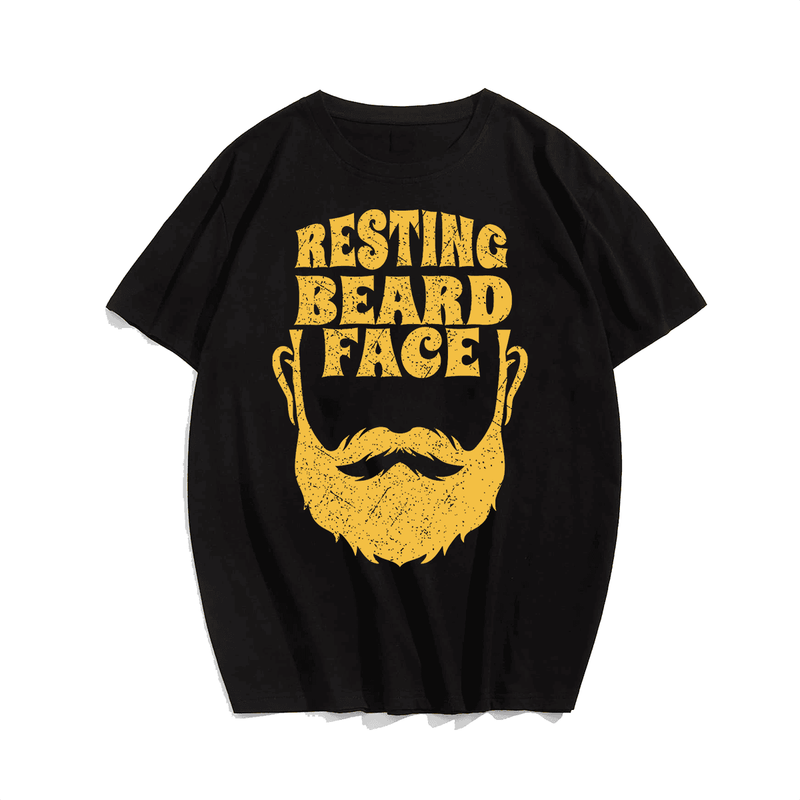 Vintage Distressed Resting Beard Face Funny Beard T-Shirt, Plus Size Oversize T-shirt for Big & Tall Man