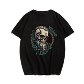 Skull Graphic Men T-Shirt, Plus Size Oversize T-shirt for Big & Tall Man