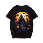 Halloween Haunted House T-Shirt, Plus Size Oversize T-shirt for Big & Tall Man