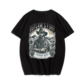 Vintage Western Cowboy T-Shirt, Men Plus Size Oversize T-shirt for Big & Tall Man