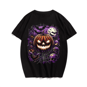 Scary Pumpkin Halloween T-Shirt, Plus Size Oversize T-shirt for Big & Tall Man