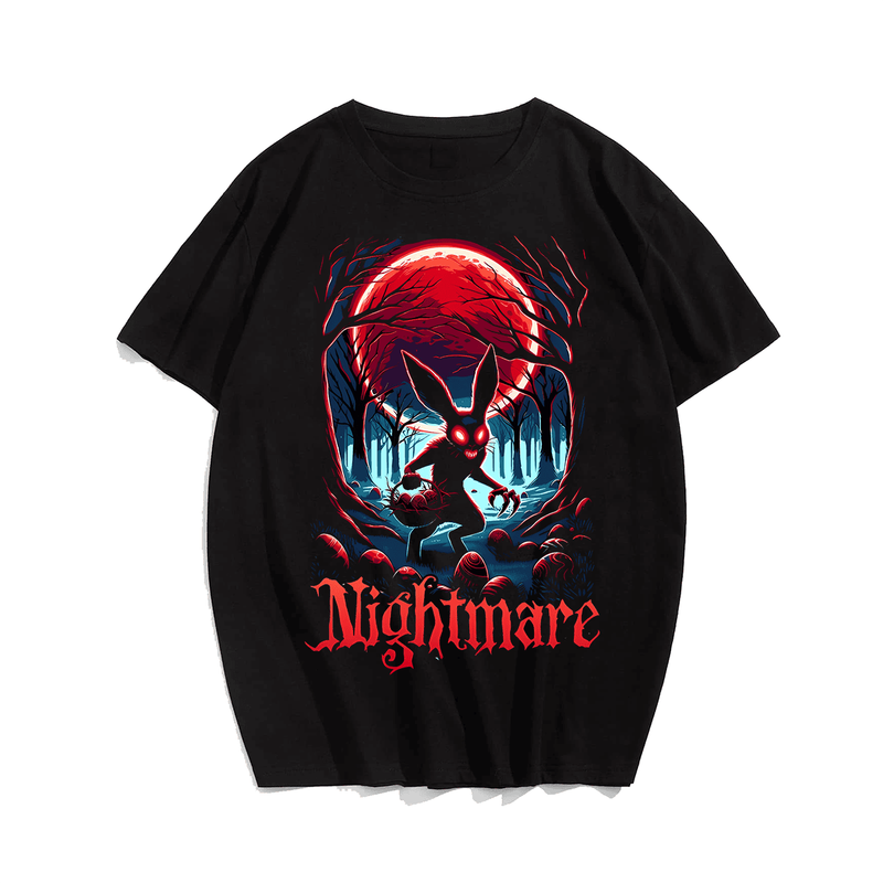 Nightmare Movie Halloween T-Shirt, Plus Size Oversize T-shirt for Big & Tall Man