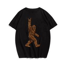 Rock On Bigfoot Sasquatch Loves Rock And Roll Sunglasses On T-Shirt, Plus Size Oversize T-shirt for Big & Tall Man
