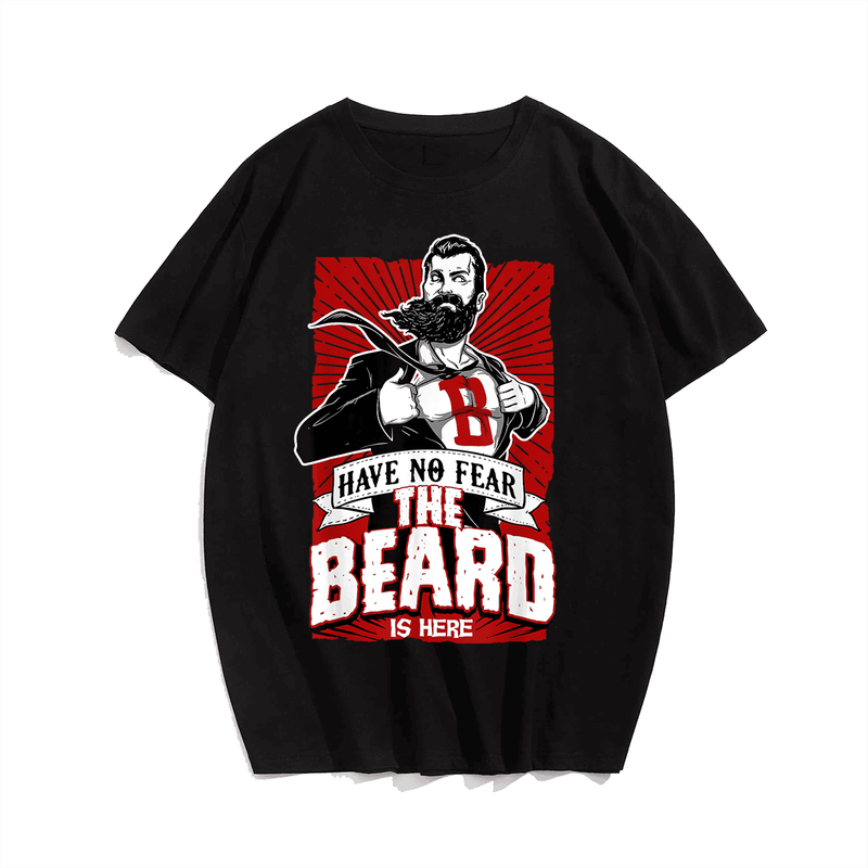 Beard Super Men T-Shirt, Plus Size Oversize T-shirt for Big & Tall Man 1XL-9XL