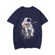 Astronaut Playin Guitar T-Shirt, Plus Size Oversize T-shirt for Big & Tall Man