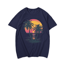 Sunset Palms T-Shirt, Plus Size Oversize T-shirt for Big & Tall Man