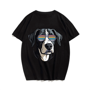 Dog Lovers Graphic Tees Cool Dog With Sunglasses T-Shirt, Plus Size Oversize T-shirt for Big & Tall Man