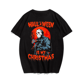 Horror Killer Halloween T-Shirt, Plus Size Oversize T-shirt for Big & Tall Man