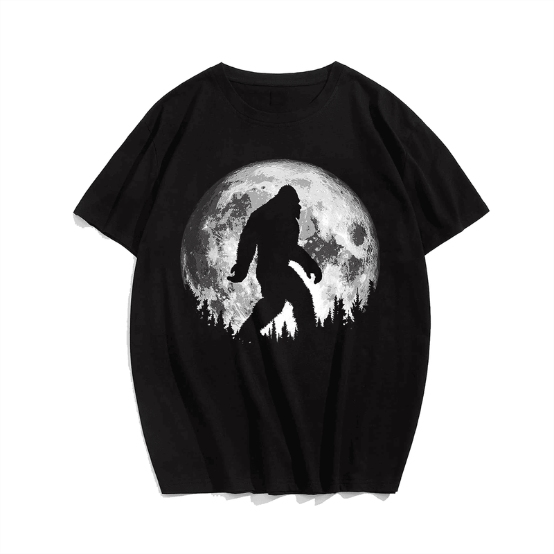 Bigfoot Night Stroll T-Shirt, Plus Size Oversize T-shirt for Big & Tall Man