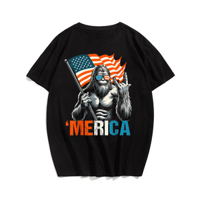 Patriotic Bigfoot Men T-Shirt, Plus Size Oversize T-shirt for Big & Tall Man