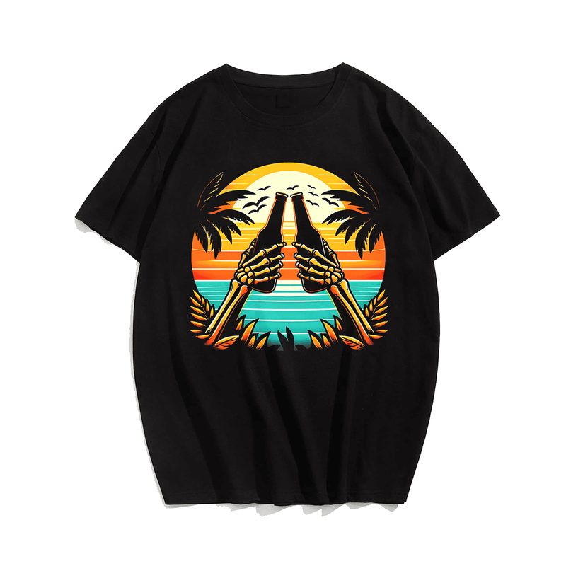 Beach Party T-Shirt, Plus Size Oversize T-shirt for Big & Tall Man