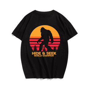 Big Foot Hide & Seek T-Shirt, Plus Size Oversize T-shirt for Big & Tall Man