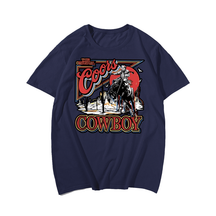 Cowboy T-Shirt, Men Plus Size Oversize T-shirt for Big & Tall Man