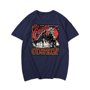 Cowboy T-Shirt, Men Plus Size Oversize T-shirt for Big & Tall Man