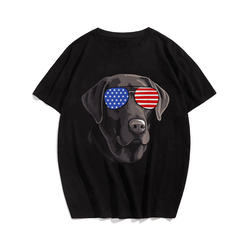 Dog Lovers Graphic Tees Cool Dog With Sunglasses USA T-Shirt, Plus Size Oversize T-shirt for Big & Tall Man