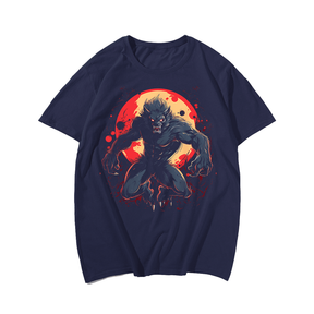 Scary Werewolf Full Moon Costume Horror Werewolf T-Shirt-3, Plus Size Oversize T-shirt for Big & Tall Man