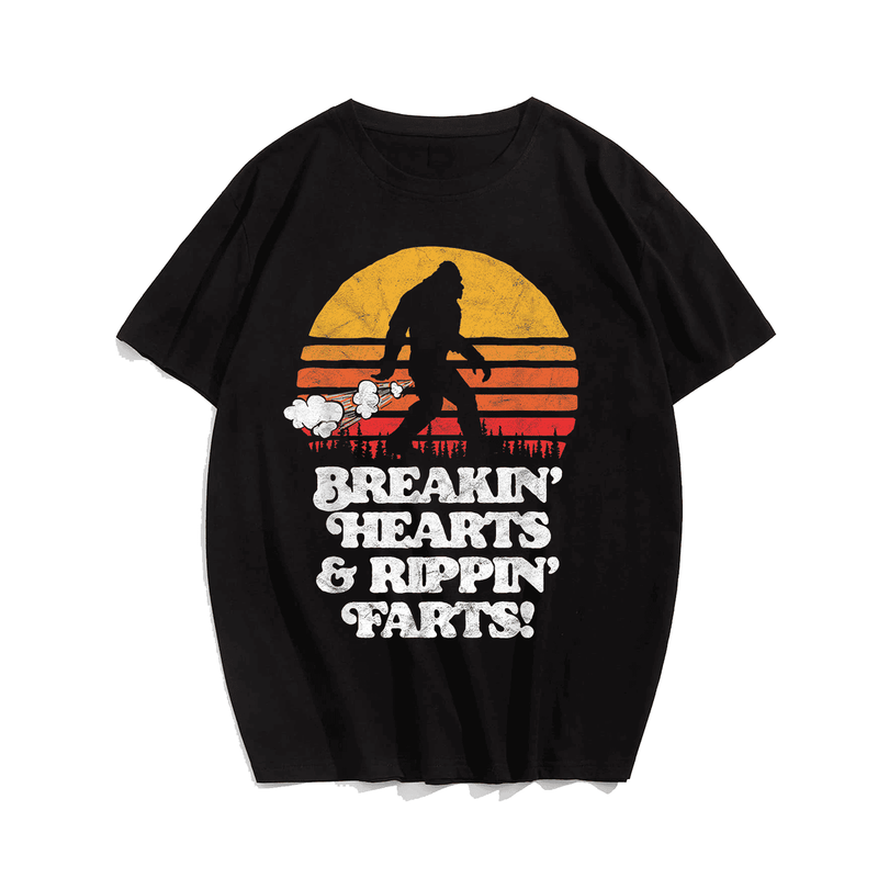 Funny Bigfoot Sun T-Shirt, Plus Size Oversize T-shirt for Big & Tall Man