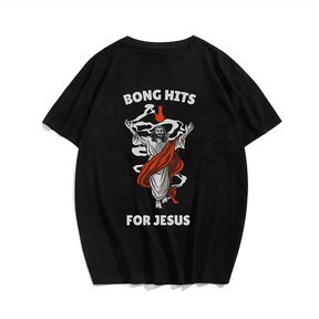 Bong Hits For JESUS Men T-Shirt, Plus Size Oversize T-shirt for Big & Tall Man