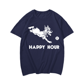 Happy Hour Funny Dog Park T-Shirt for Pet Lovers, Plus Size T-shirt for Big & Tall Man