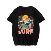 Summer Surfing Summer Vibes T-Shirt, Plus Size Oversize T-shirt for Big & Tall Man