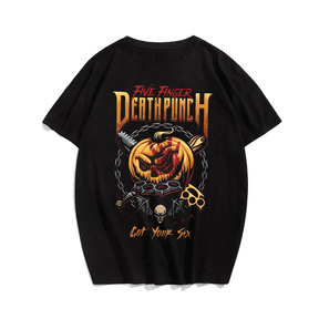 Five Finger Death Punch Halloween T-Shirt, Plus Size Oversize T-shirt for Big & Tall Man