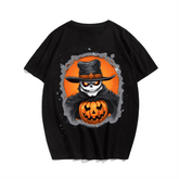 Pumpkin Ghost Halloween T-Shirt, Plus Size Oversize T-shirt for Big & Tall Man