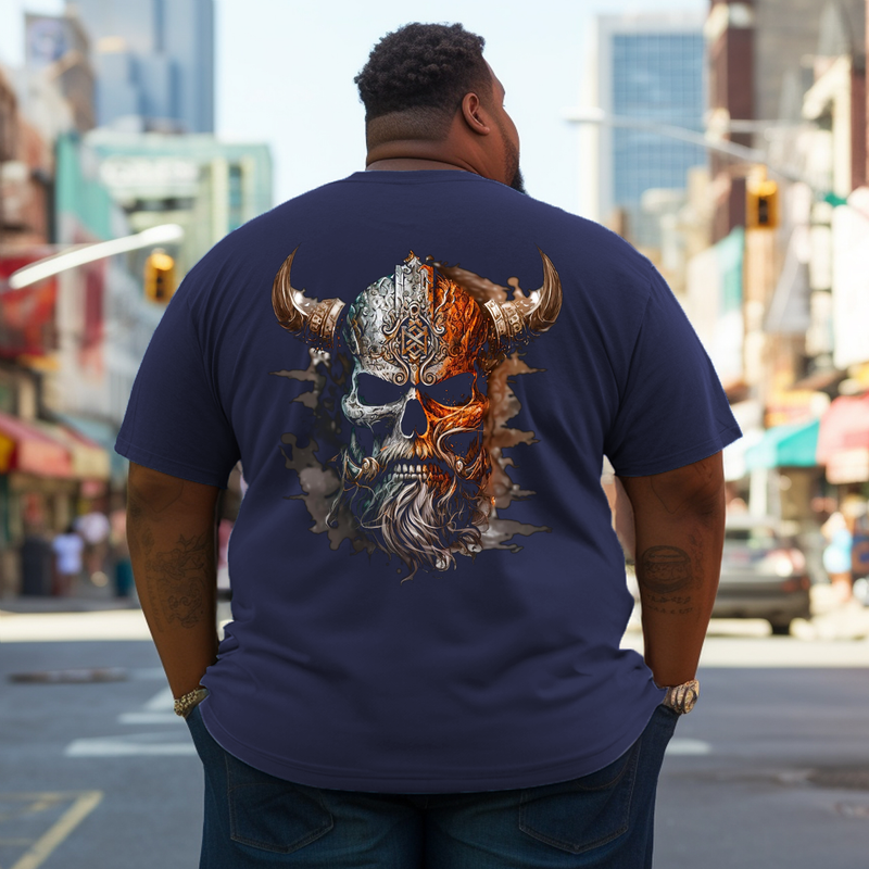 Men's viking warrior skull Plus Size T-Shirt