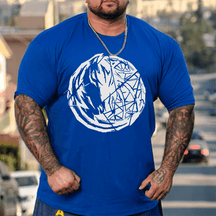 Hand-painted Cotton T-shirt, Creative Men Plus Size Oversize T-shirt for Big & Tall Man