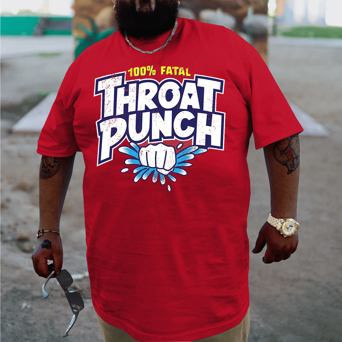 Throat Punch Print Plus Size T-Shirts