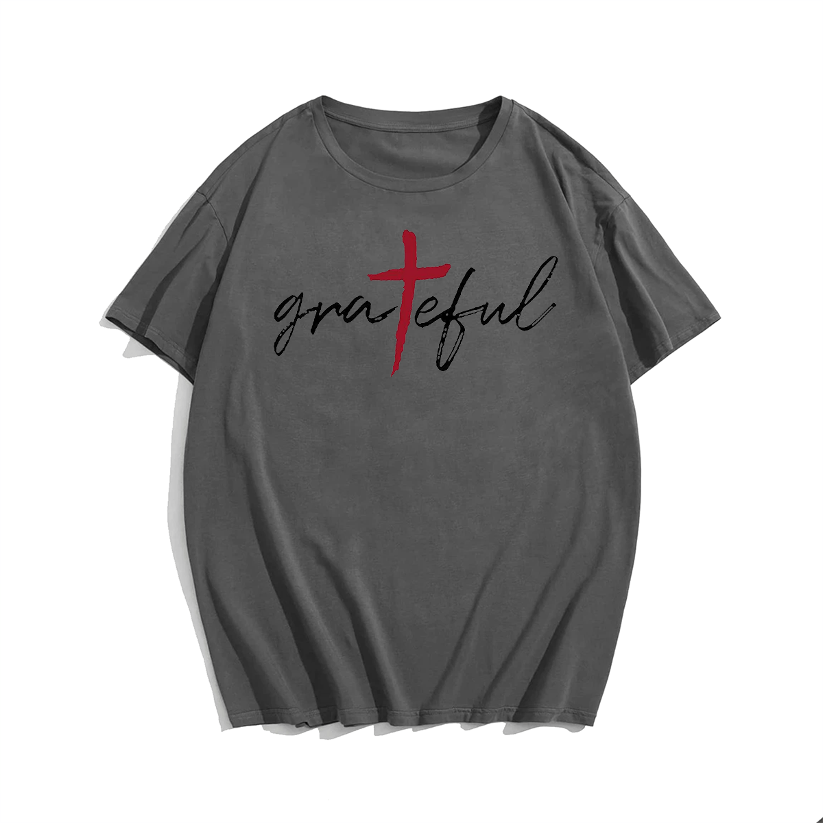 Grateful, Men Plus Size Oversize T-shirt for Big & Tall Man