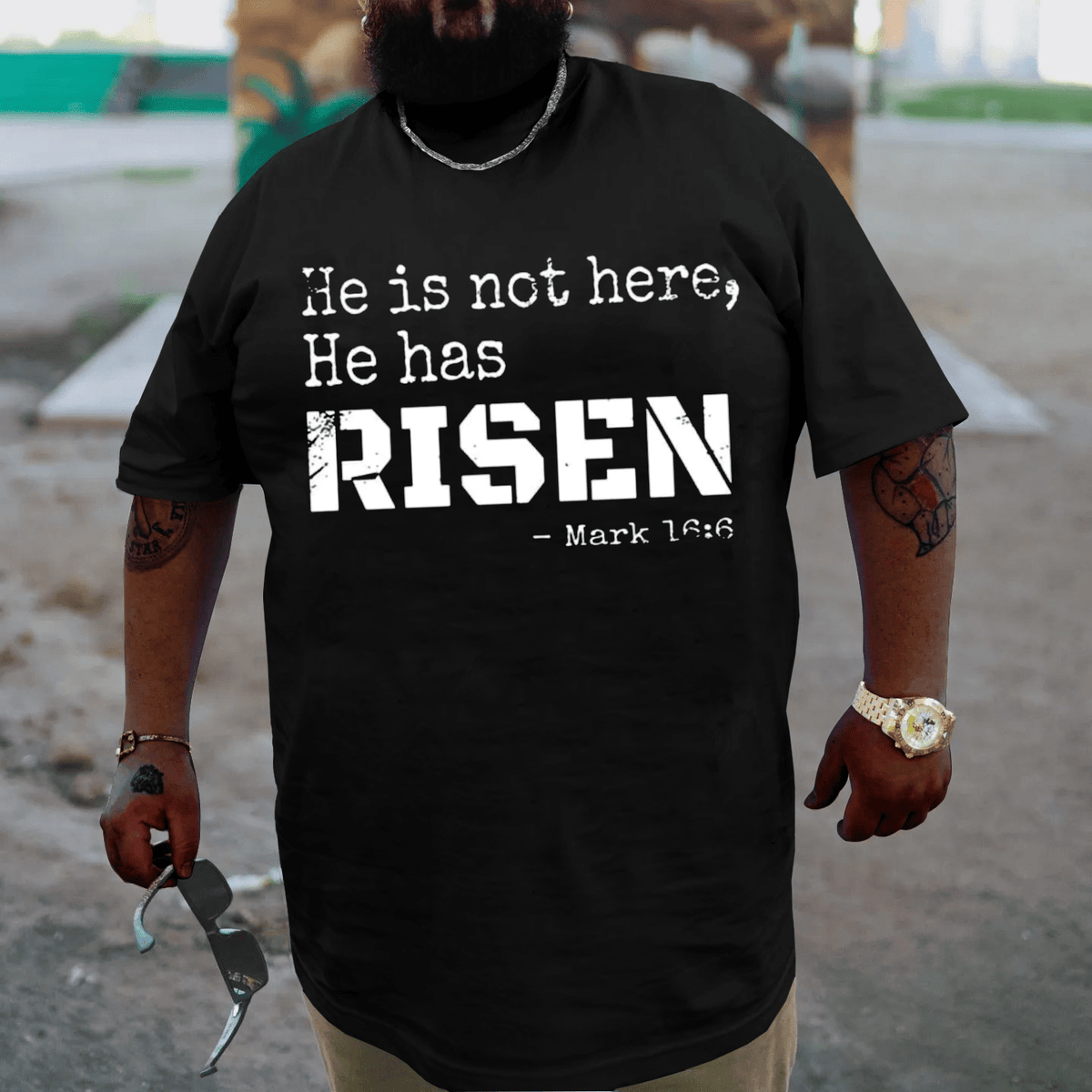 He Is Not Here Has Risen Mark 16:6 Plus Size T-shirt
