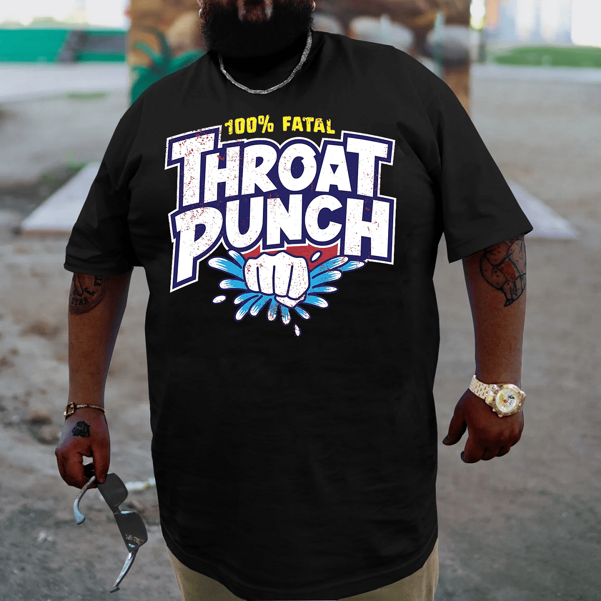 Throat Punch Print Plus Size T-Shirts